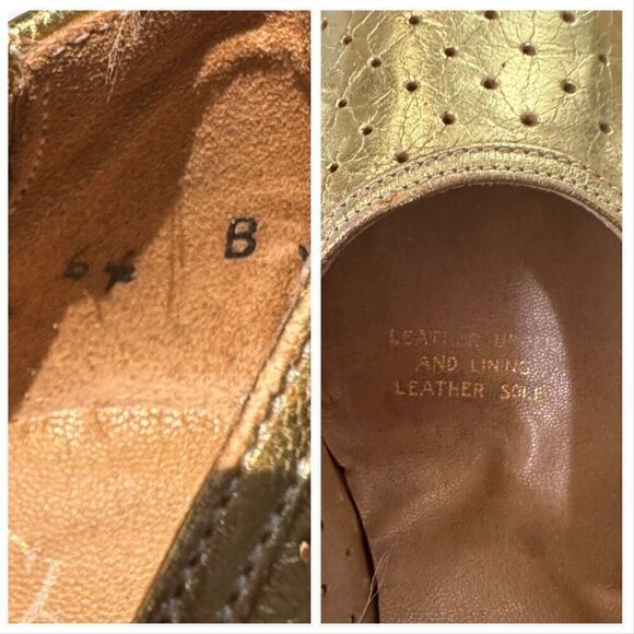 Vintage Christian Dior Souliers France  Gold Open Toe‎ Pumps, Size 6 1/2 B - Picture 12 of 15